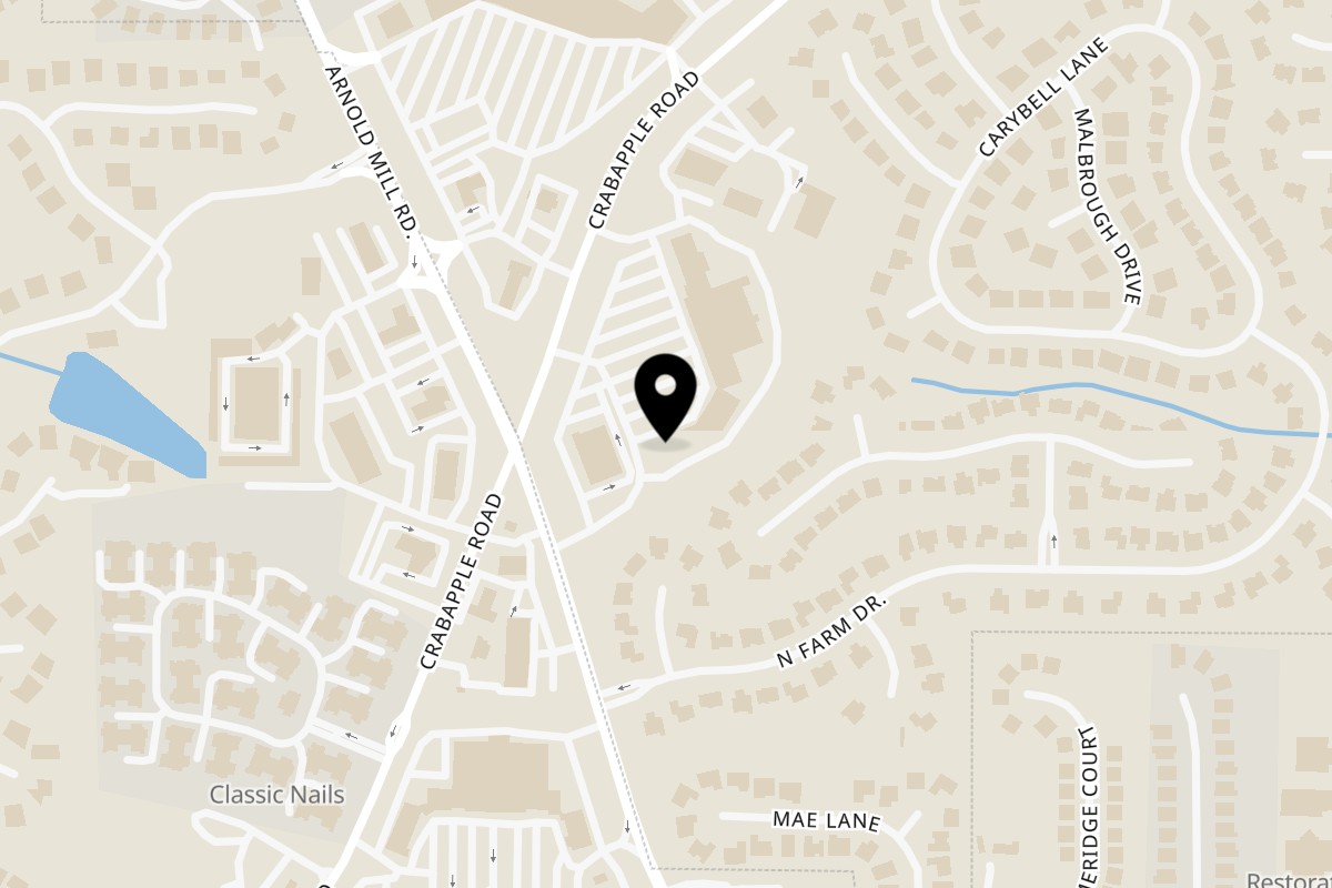 Map showing the location of Pho Town on 12315 Crabapple Rd #144 in Alpharetta